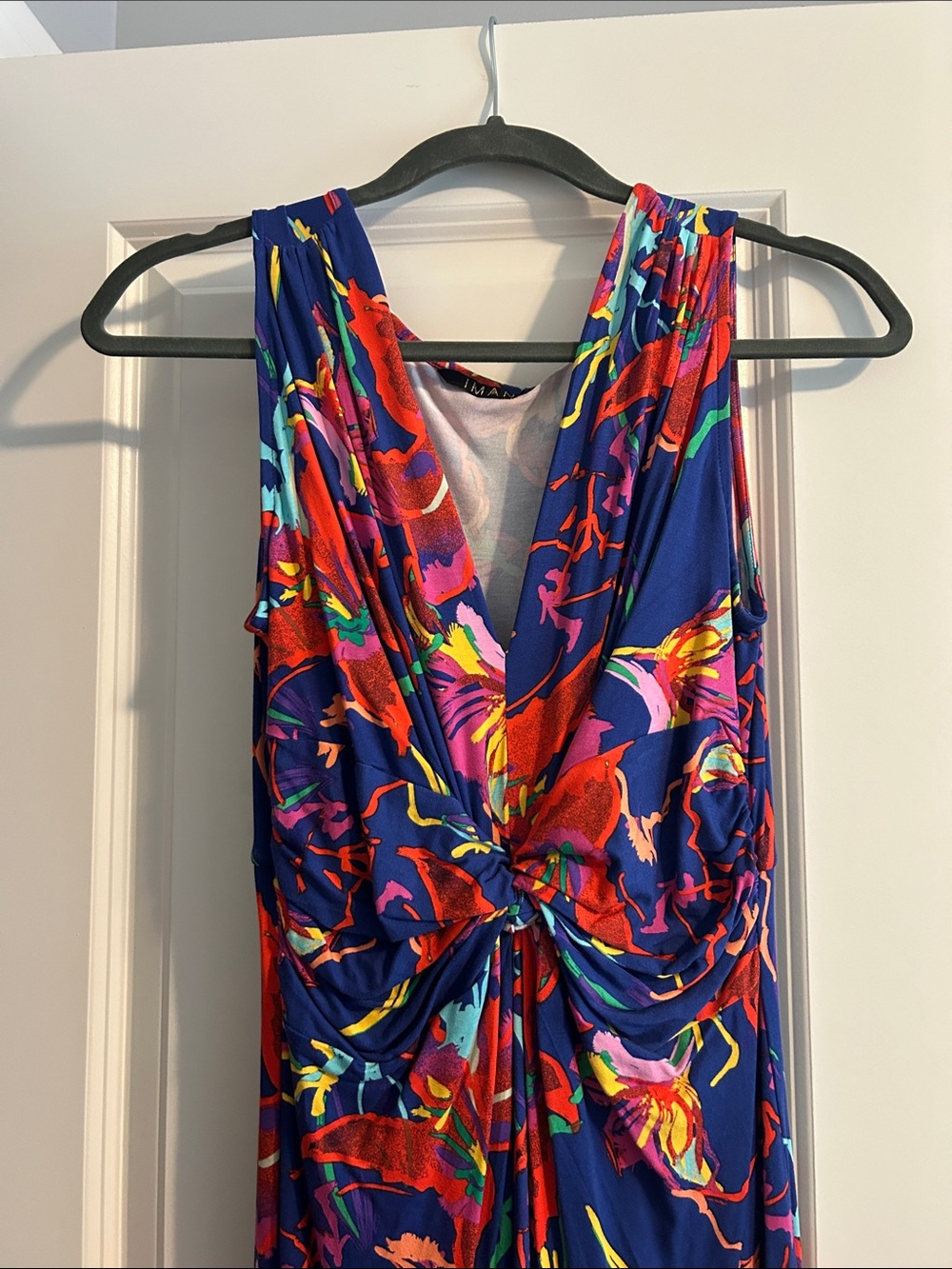 IMAN Royal Blue Floral Print Maxi with Multicolor Accents - 2 pieces,sold as set
